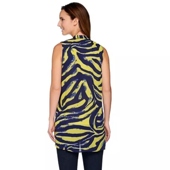SUSAN GRAVER PRINTED CHIFFON OPEN VEST TOP QVC SIZE 24W #107 - Picture 2 of 10